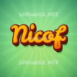 nicof in Green Rays style - 3D name wallpaper