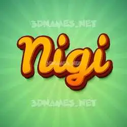 nigi in Green Rays style - 3D name wallpaper