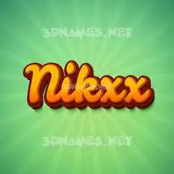 nikxx in Green Rays style - 3D name wallpaper