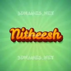 nitheesh in Green Rays style - 3D name wallpaper