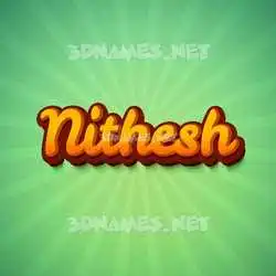 nithesh in Green Rays style - 3D name wallpaper