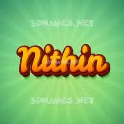 nithin in Green Rays style - 3D name wallpaper