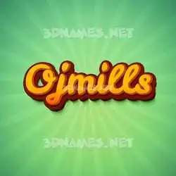 ojmills in Green Rays style - 3D name wallpaper