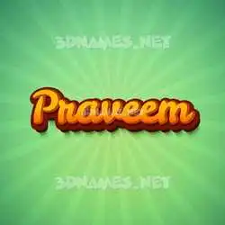 praveem in Green Rays style - 3D name wallpaper