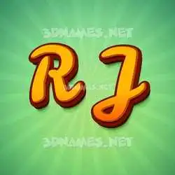r j in Green Rays style - 3D name wallpaper