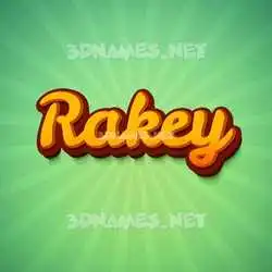 rakey in Green Rays style - 3D name wallpaper