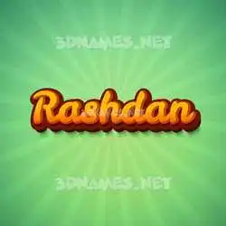 rashdan in Green Rays style - 3D name wallpaper