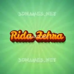 rida zehra in Green Rays style - 3D name wallpaper
