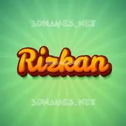 rizkan in Green Rays style - 3D name wallpaper