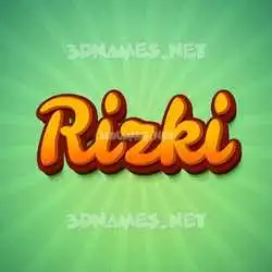 rizki in Green Rays style - 3D name wallpaper