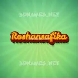 roshansafika in Green Rays style - 3D name wallpaper