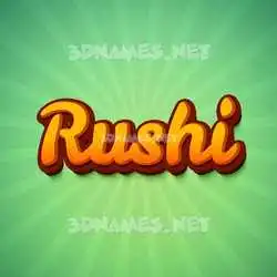 rushi in Green Rays style - 3D name wallpaper