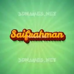 saifrahman in Green Rays style - 3D name wallpaper