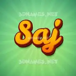 saj in Green Rays style - 3D name wallpaper