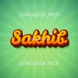 sakhib in Green Rays style - 3D name wallpaper