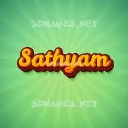 sathyam in Green Rays style - 3D name wallpaper