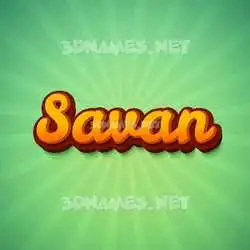 savan in Green Rays style - 3D name wallpaper