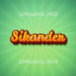 sikander in Green Rays style - 3D name wallpaper