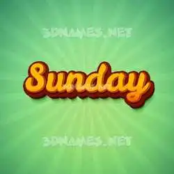 sunday in Green Rays style - 3D name wallpaper