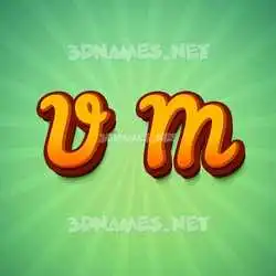 v m in Green Rays style - 3D name wallpaper