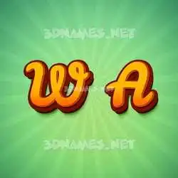 w a in Green Rays style - 3D name wallpaper