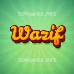 wazif in Green Rays style - 3D name wallpaper