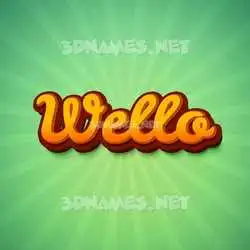wello in Green Rays style - 3D name wallpaper