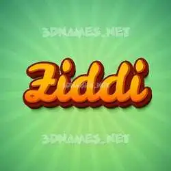 ziddi in Green Rays style - 3D name wallpaper