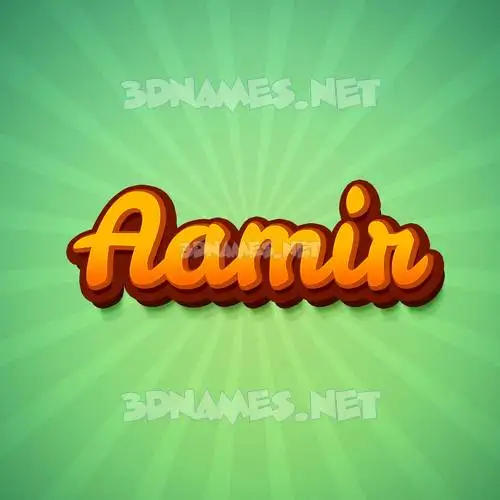 aamir in Green Rays style - 3D name wallpaper