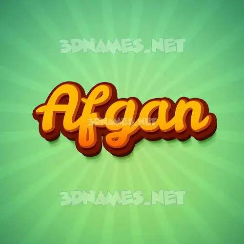 afgan in Green Rays style - 3D name wallpaper