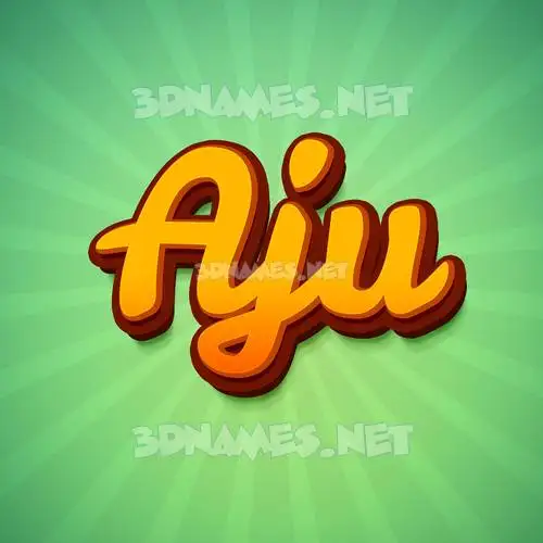 aju in Green Rays style - 3D name wallpaper