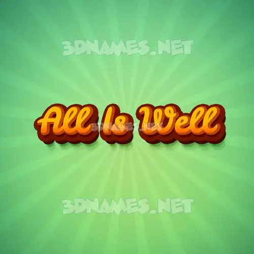 all is well in Green Rays style - 3D name wallpaper