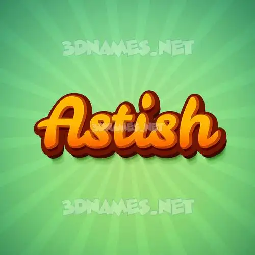 astish in Green Rays style - 3D name wallpaper