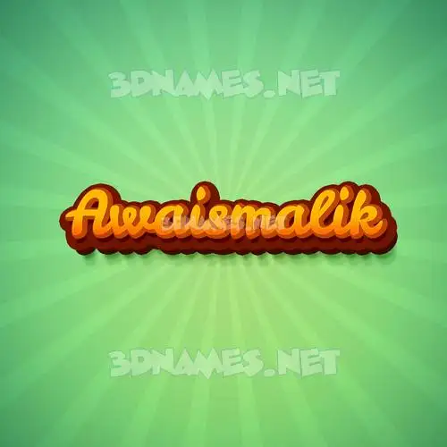 awaismalik in Green Rays style - 3D name wallpaper
