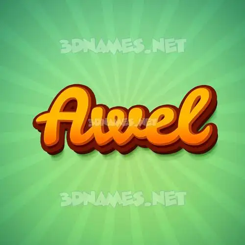 awel in Green Rays style - 3D name wallpaper