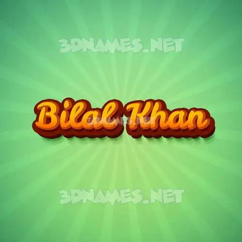 bilal khan in Green Rays style - 3D name wallpaper