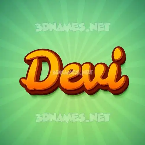 devi in Green Rays style - 3D name wallpaper