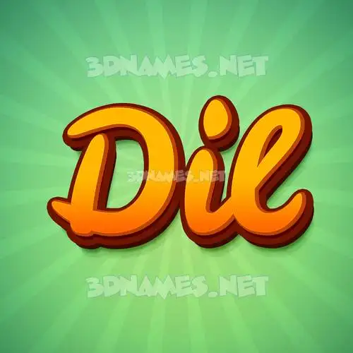 dil in Green Rays style - 3D name wallpaper