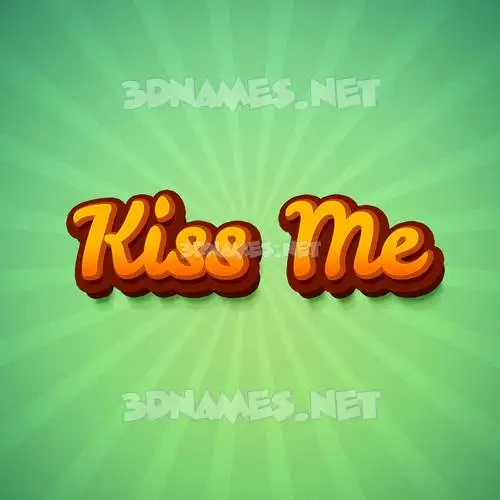 kiss me in Green Rays style - 3D name wallpaper