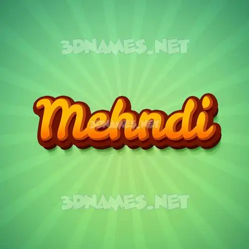 mehndi in Green Rays style - 3D name wallpaper