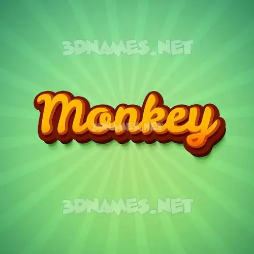 monkey in Green Rays style - 3D name wallpaper