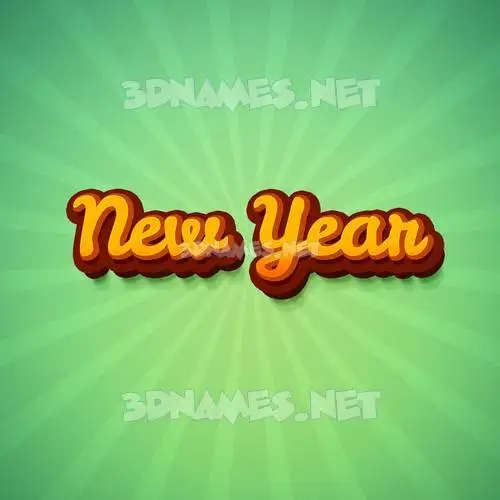 new year in Green Rays style - 3D name wallpaper