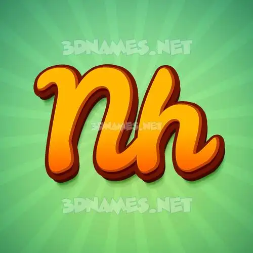 nh in Green Rays style - 3D name wallpaper