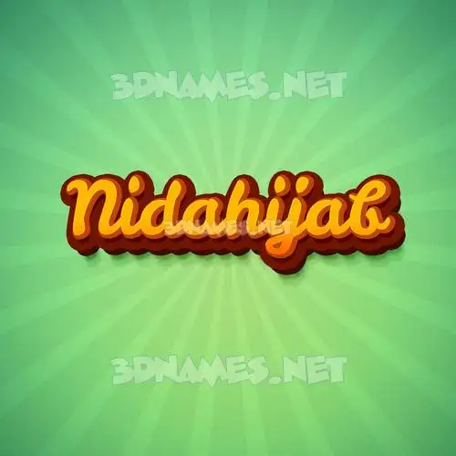 nidahijab in Green Rays style - 3D name wallpaper