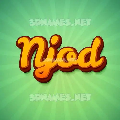 njod in Green Rays style - 3D name wallpaper