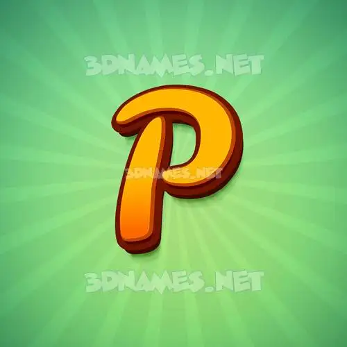 p in Green Rays style - 3D name wallpaper