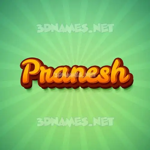 pranesh in Green Rays style - 3D name wallpaper