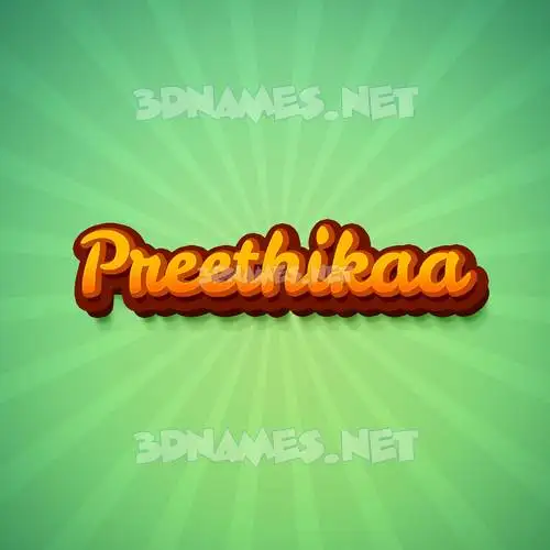 preethikaa in Green Rays style - 3D name wallpaper
