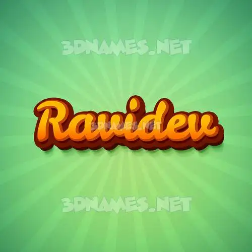 ravidev in Green Rays style - 3D name wallpaper