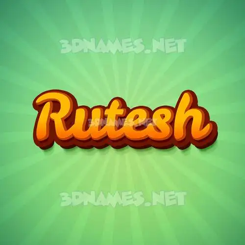rutesh in Green Rays style - 3D name wallpaper